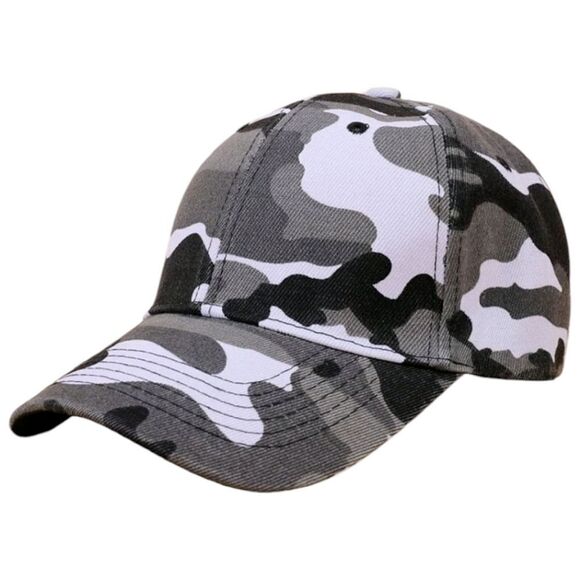 Mens Gray and White Winter Hunting Camo  Baseball Cap Hat - Picture 1 of 6